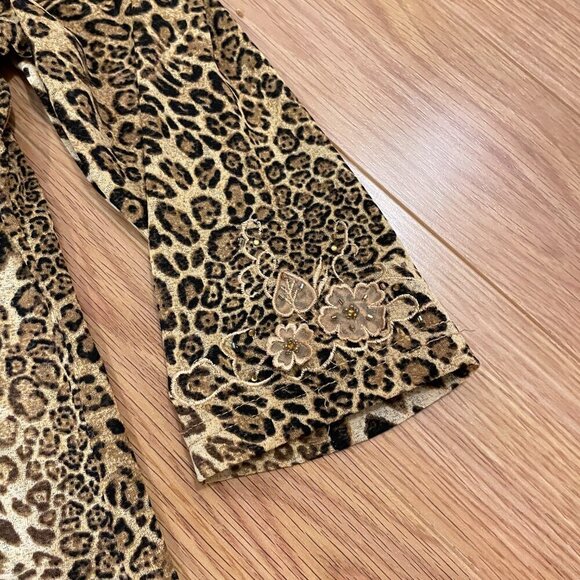 Vintage Leopard Print Collared Button-Up Blouse - M - Picture 10 of 16